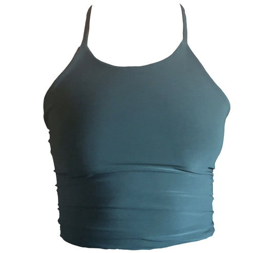 high neck backless lace up top